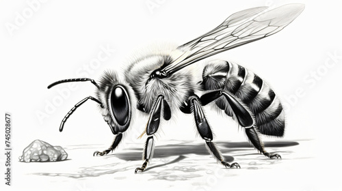crude drawing honeybee black and white © Tariq
