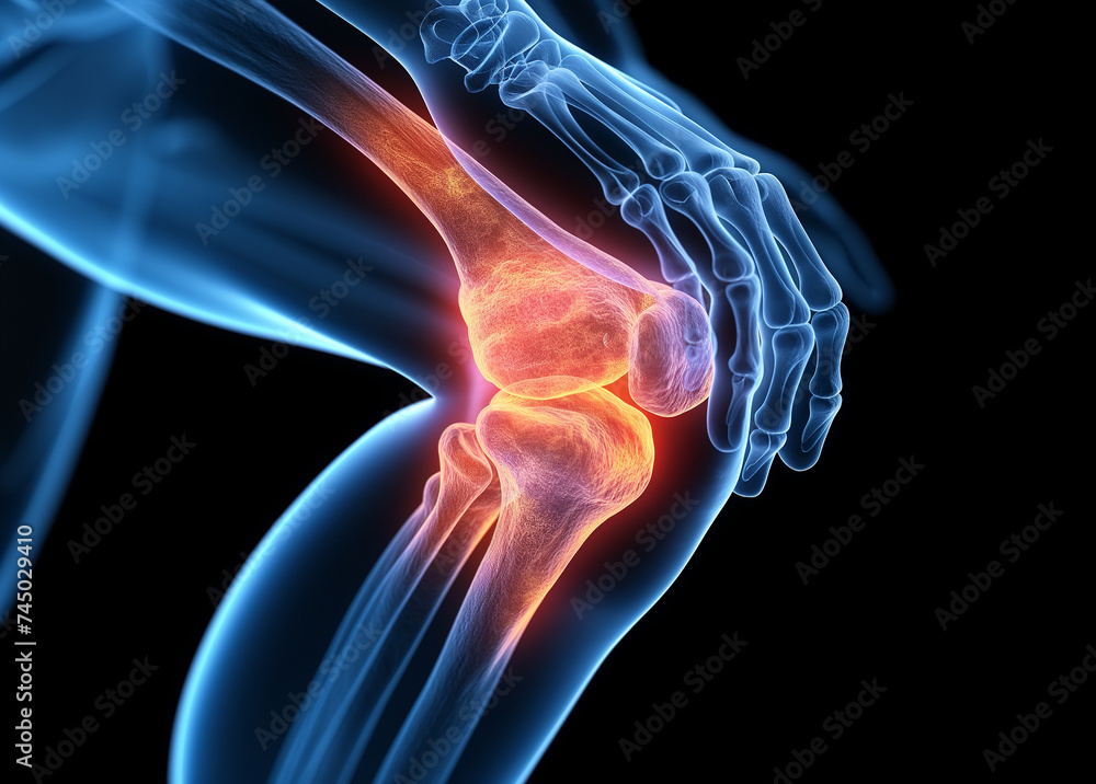 Osteoarthritis of the knee and hand. Healthcare concept image