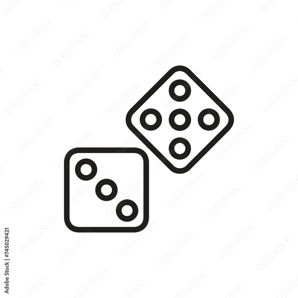 Dice icon vector. Linear style sign for mobile concept and web design. Dice symbol illustration. Pixel vector graphics - Vector. Dice icon vector. Linear style sign for mobile concept and web design. Dice symbol illustration. Pixel vector graphics - Vector.