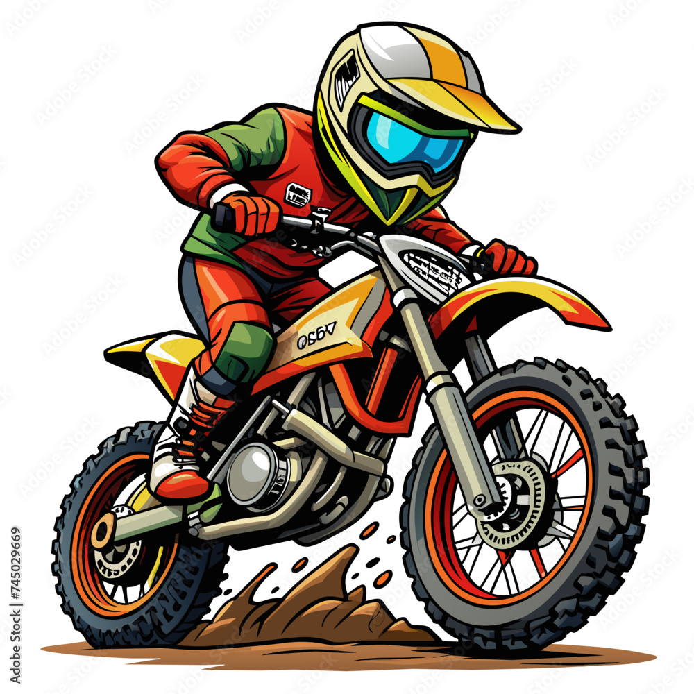 Extreme dirt bike cartoon vector illustration