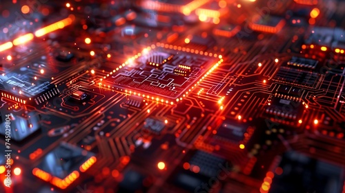 close up of electronic circuit