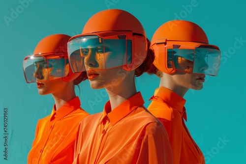 orange person in a protective helmet