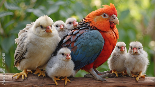 Parrot with his babies photo