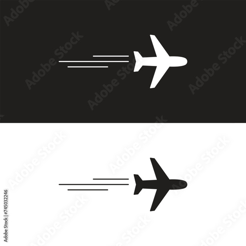 Airplane icon takeoff logo black pictogram set vector or plane take off flying silhouette shape graphic simple plain clipart symbol, airport airline jet circle sign, aeroplane thin line outline art photo