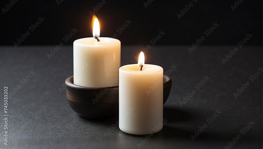 photo of a white candle on a black background made by AI generative photo of a white candle on a black background made by AI generative