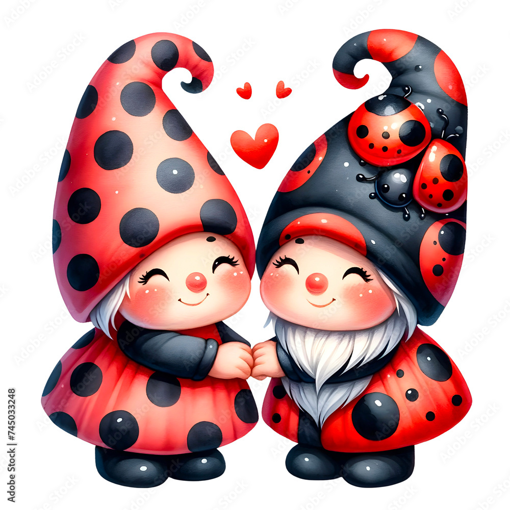 Obraz premium two gnomes ladybug 