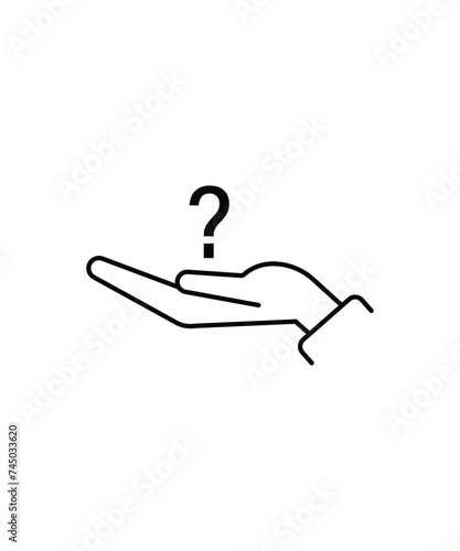 hand holding a question mark icon, vector best line icon.