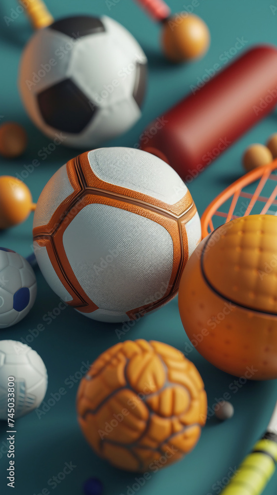 3D illustration of sports equipment 3D illustration of sports equipment