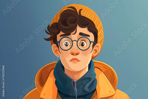 Funny and Expressive Young Man. Colorful Illustration photo