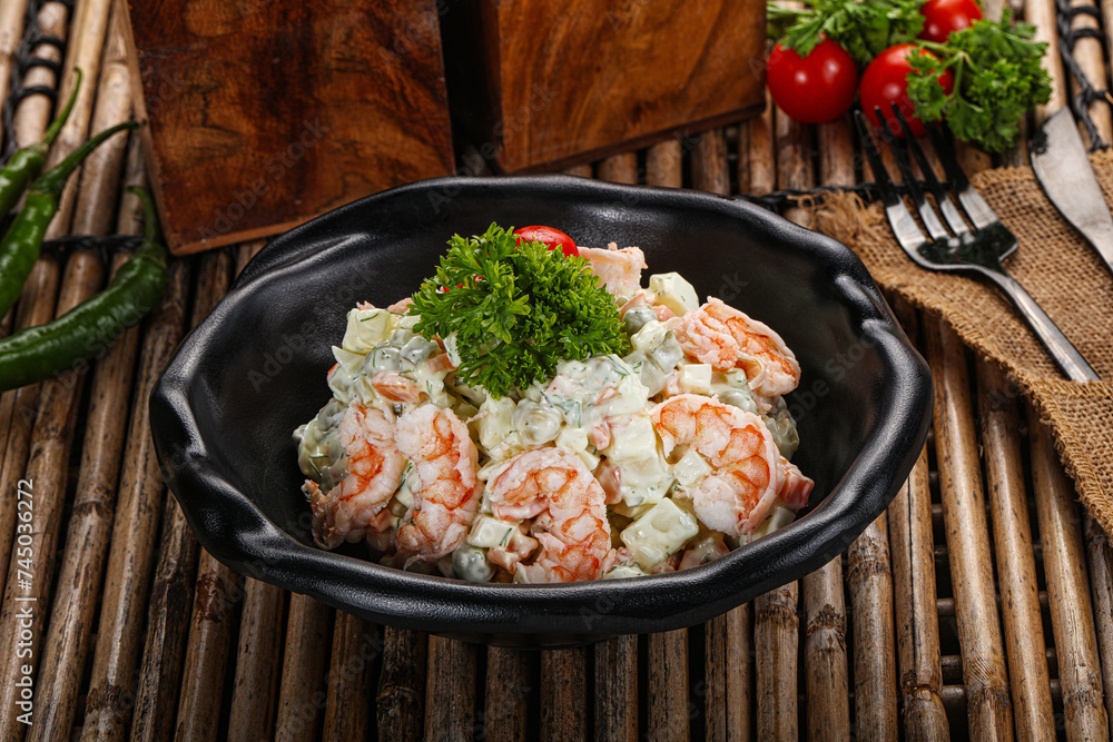 Russain mayonnaise salad with prawn Russain mayonnaise salad with prawn
