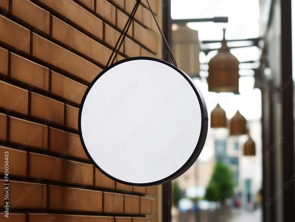 Round Sign Mockup With Blank Screen Round Sign Mockup With Blank Screen