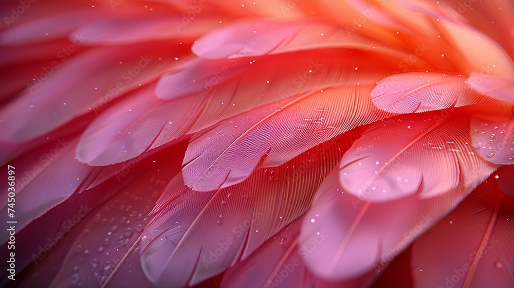 background, extreme macro shot of Flamingo Feathers texture, minimalist beauty, moody lighting, photorealistic accuracy, perfect curves