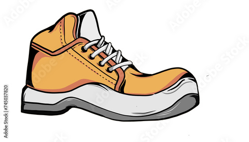 Illustration of a Stylish Orange and White Casual Shoe on a Plain Background