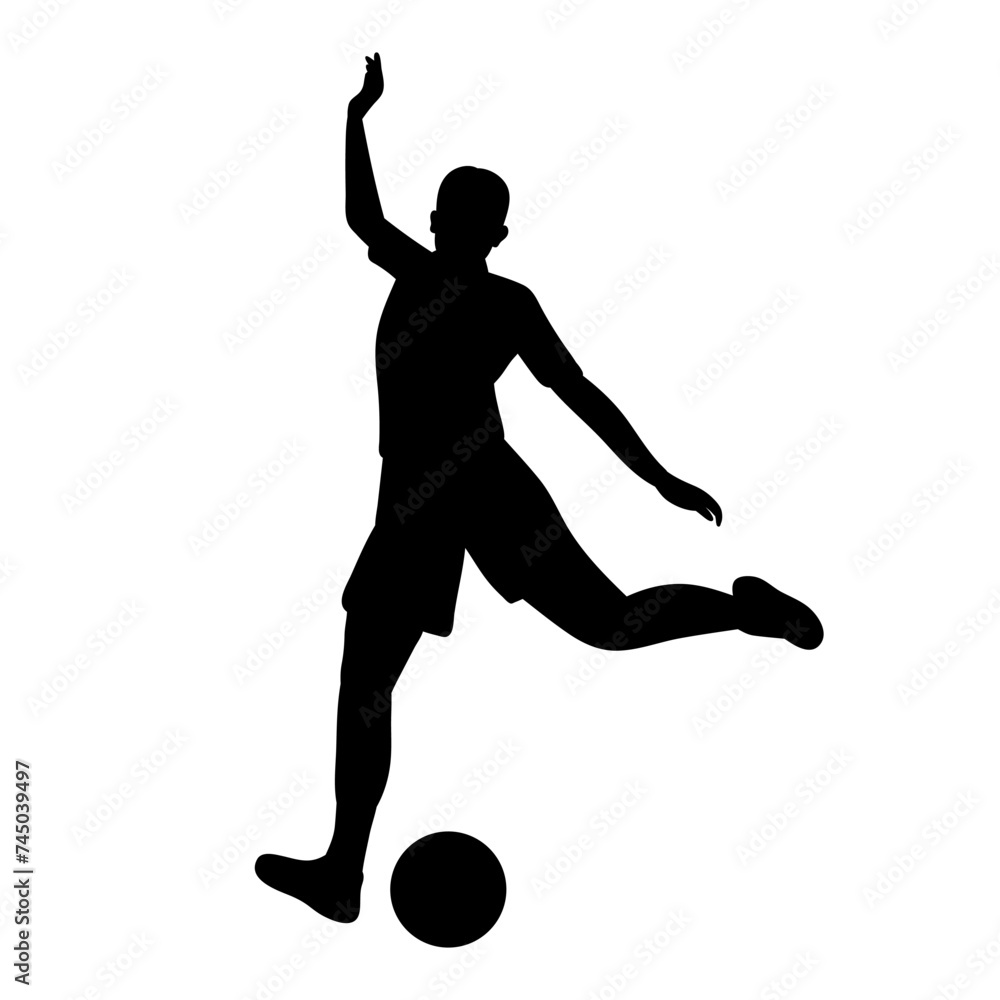 silhouette of a man playing football, on a white background