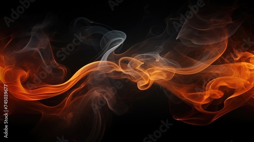 Abstract orange smoke on a dark background. An atmosphere of mystery and magic. The texture of steam and smoke.