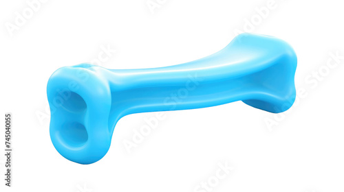 Blue rubber dog bone isolated on transparent a white background 