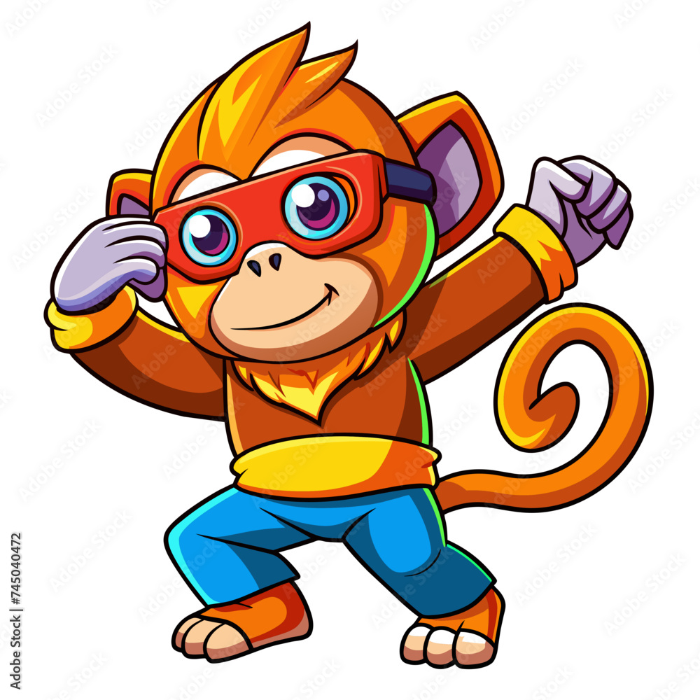 Naklejka premium Cool Monkey Dabbing Cartoon Vector Icon Illustration