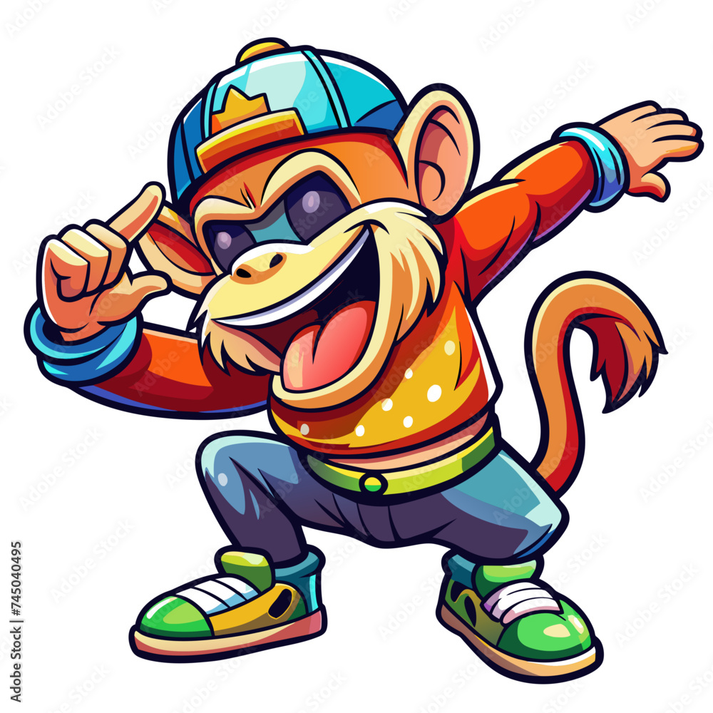 Cool Monkey Dabbing Cartoon Vector Icon Illustration Cool Monkey Dabbing Cartoon Vector Icon Illustration