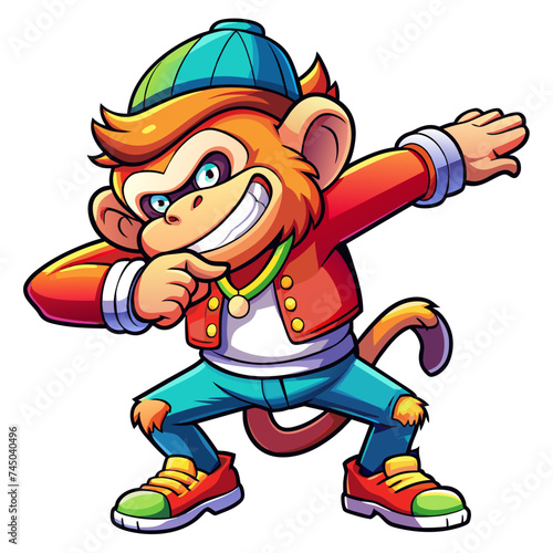 Cool Monkey Dabbing Cartoon Vector Icon Illustration