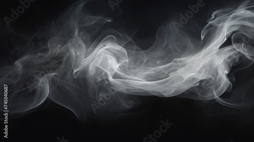 Abstract smoke of white color on a dark background. An atmosphere of mystery and magic. The texture of steam and smoke.