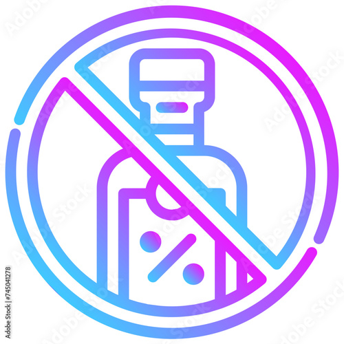 no alcohol. vector single icon with a dashed line style. suitable for any purpose. for example: website design, mobile app design, logo, etc. photo