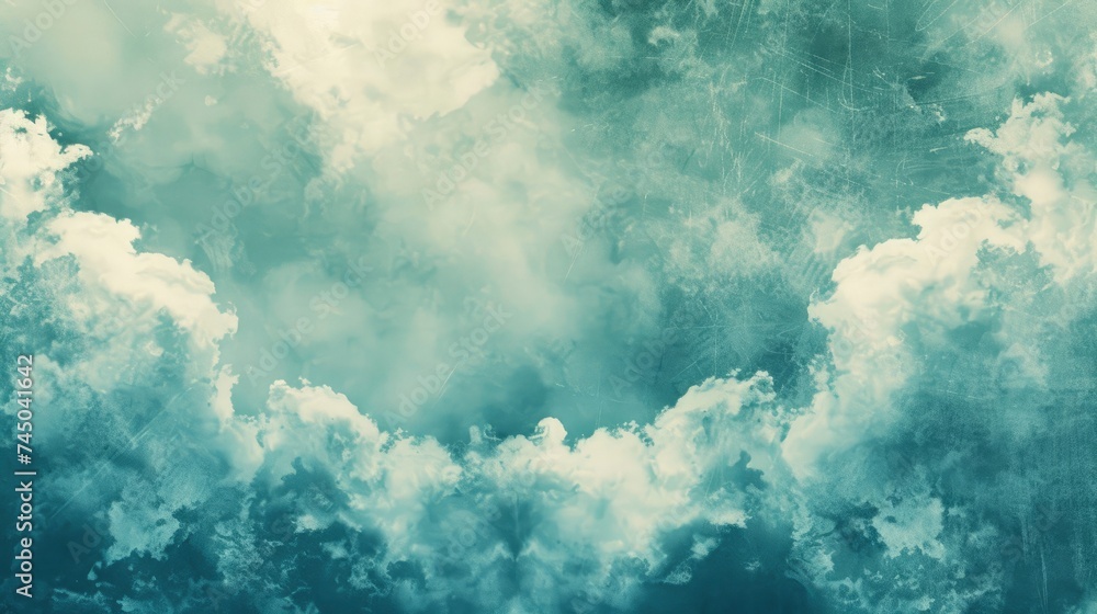 artistic soft cloud and sky with grunge paper texture - generative ai