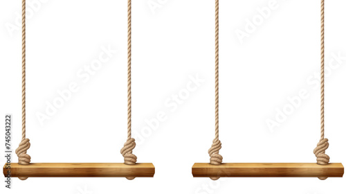 Hanging rope shelf isolated on transparent a white background