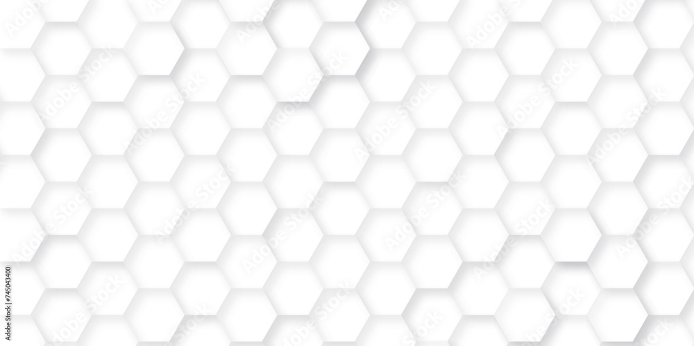 Naklejka premium Abstract background with hexagon, modern abstract vector polygonal pattern. Futuristic abstract honeycomb technology white background. Luxury white hexagon pattern.