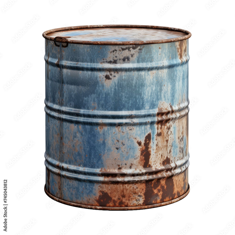 Old rusty blue steel oil barrel isolated on transparent a white background Old rusty blue steel oil barrel isolated on transparent a white background
