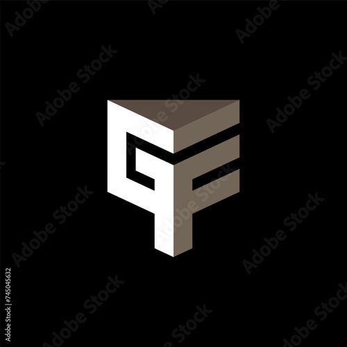 G and F - monogram or logotype. GF - Initials or 3d logo. Vector design element or 3d icon.