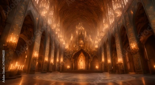 The Hall of Fire. Majestic and ornate hall with glowing candles and intricate architecture