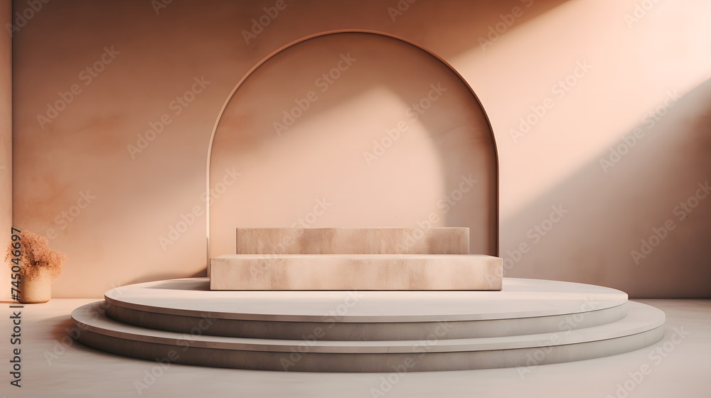 Centered podium in minimalist setup. Centered podium in minimalist setup.
