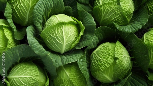 Fresh green cabbage grows in the garden. Large cabbage leaves . Gardening and agriculture.