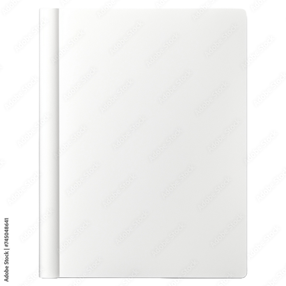 Blank book cover mockup isolated on white background. 3d rendering