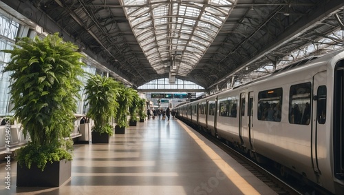 photo of the scenery of the train station during rush hour made by AI generative