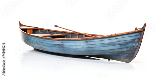 Blue Painted Wooden Boat Isolated on Transparent Background © Resdika