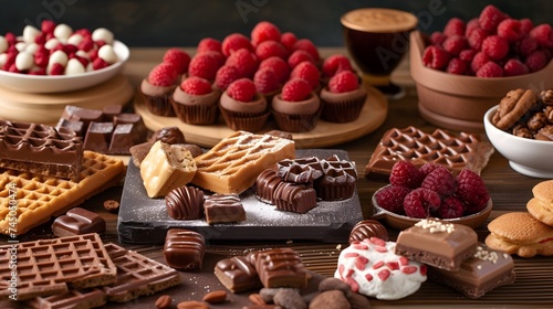 A table full of chocolates and pastries generative ai