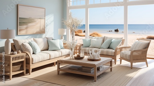 Airy Coastal Living Room © Aeman