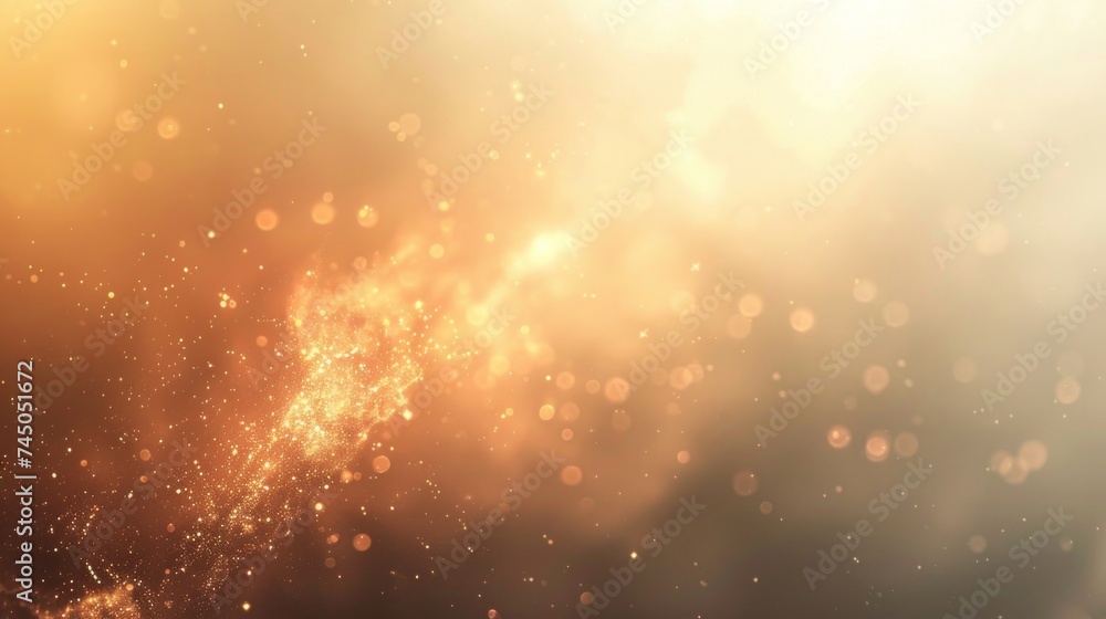 Naklejka premium Abstract golden sparkle dust on a warm light background, perfect for festive occasions.