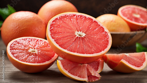 Fresh grapefruit slices
