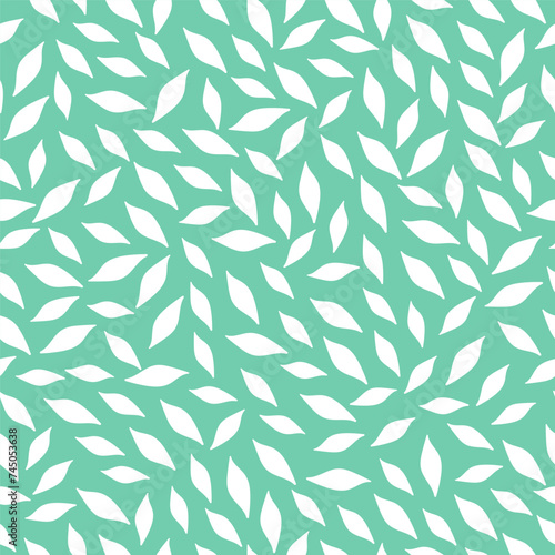 Green seamless pattern with white leaves