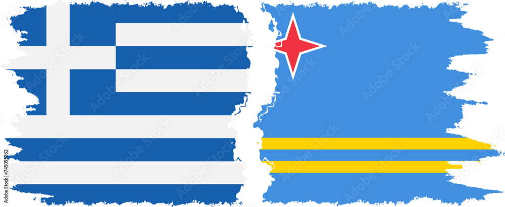 Aruba and Greece grunge flags connection vector Aruba and Greece grunge flags connection vector
