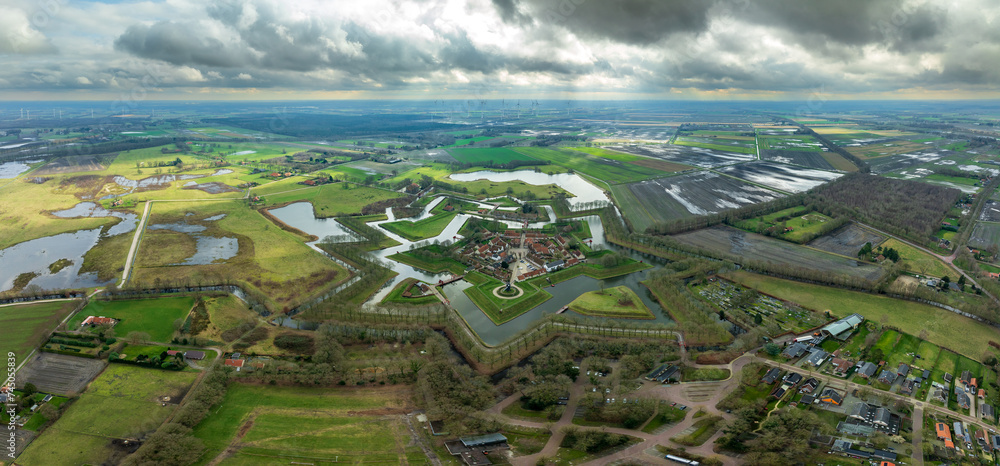 aerial view of Bourtange, a fortified village in the Netherlands