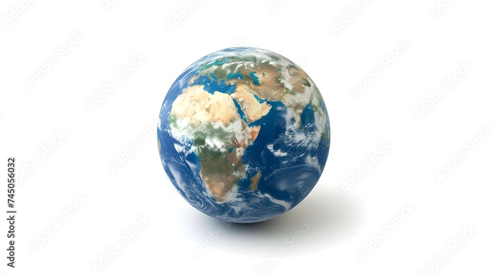 Global Sphere Isolated on White: High-Quality Earth Image for Any Project