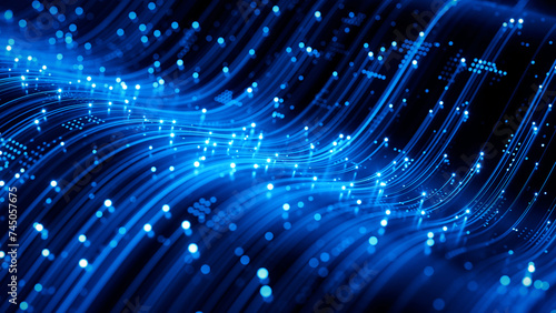Foto Waves of digital information concept - Data flow background