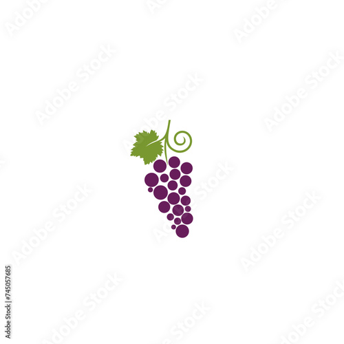 Grapes with leaf icon isolated on white background