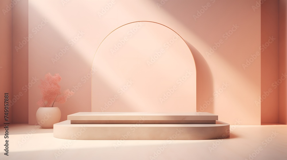 Centered podium in minimalist setup. Centered podium in minimalist setup.