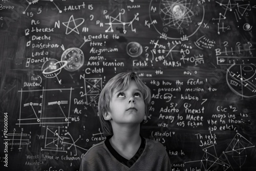 The Science of Cool A Boy's Eyes on the Chalkboard of Life Generative AI © Bipul Kumar