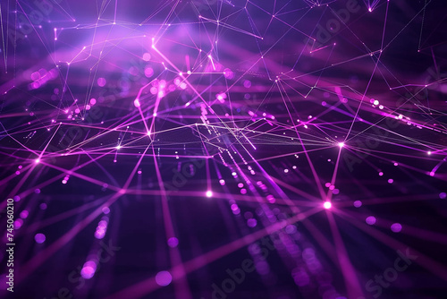 Abstract digital technology data structure with neon lights and sparkles background