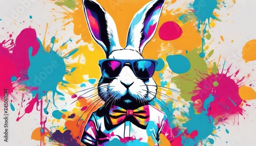 Stylish rabbit with sunglasses artwork © Minerva Studio